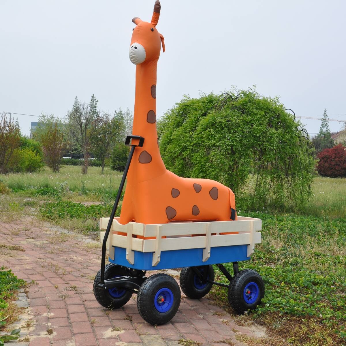 Alt View 9. Loheer - Loheer All Terrain Steel Garden Cart with Pneumatic Tires and Removable Wooden Sides.