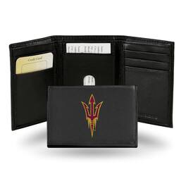 Rico Industries - Arizona State ASU Sun Devils Embroidered Black Leather Trifold Wallet - Multi