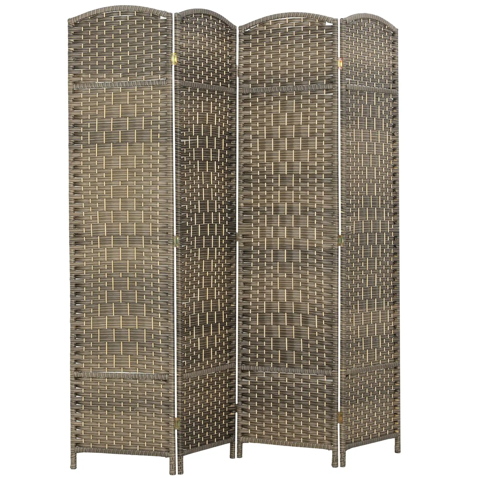 Front. Homcom - 4 Panel Room Divider, 6' Tall Folding Privacy Screen, Hand-Woven Freestanding Wall Partition for Home Office, Bedroom - natural.