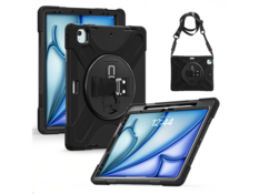 Front. CODi - CODi Rugged Case for iPad Air 13" (M2, M3) & Pro 12.9" (3rd-6th Gen) with Kickstand & Strap - Black.
