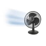 Lasko - 12 in. Oscillating Personal Table Fan with 3 Speeds - Black