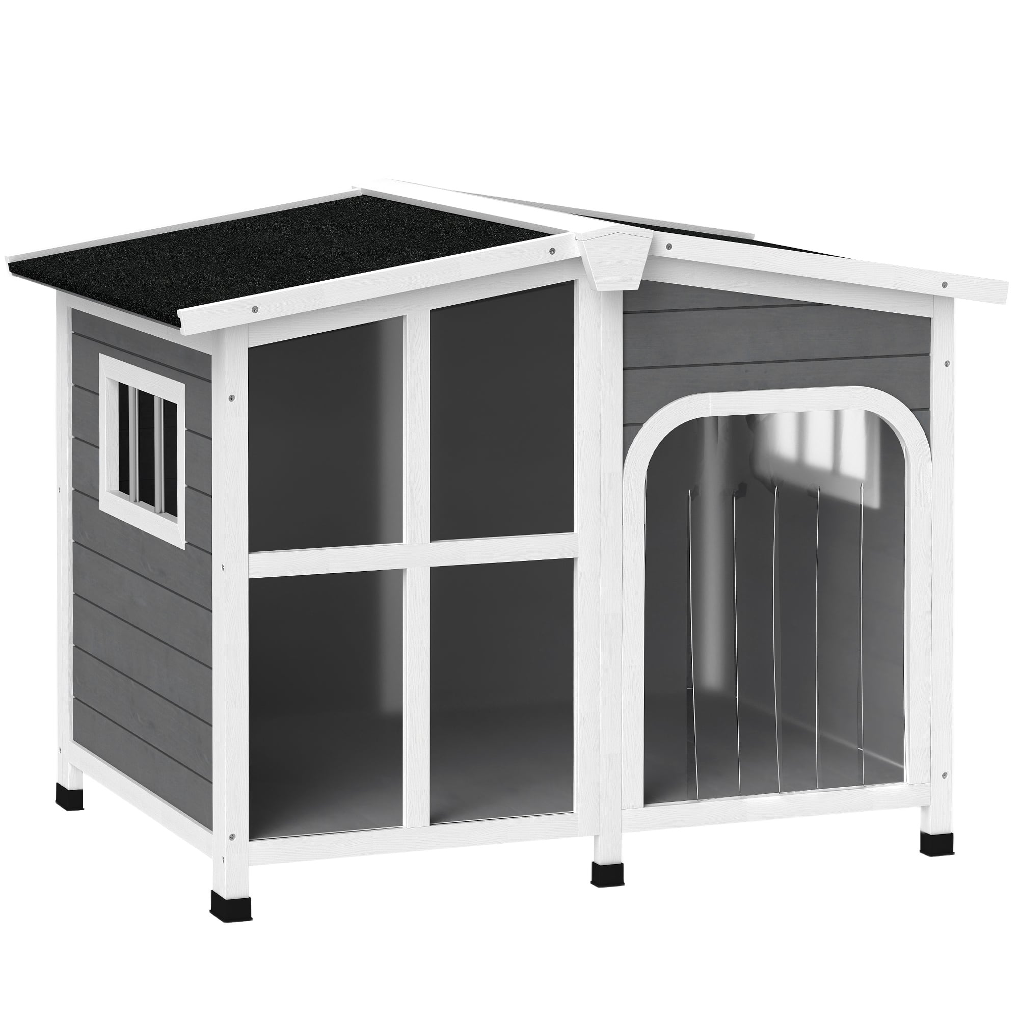 Pawhut - Wooden Dog House for Large Dogs with Openable Roof & Giant - Dark Gray
