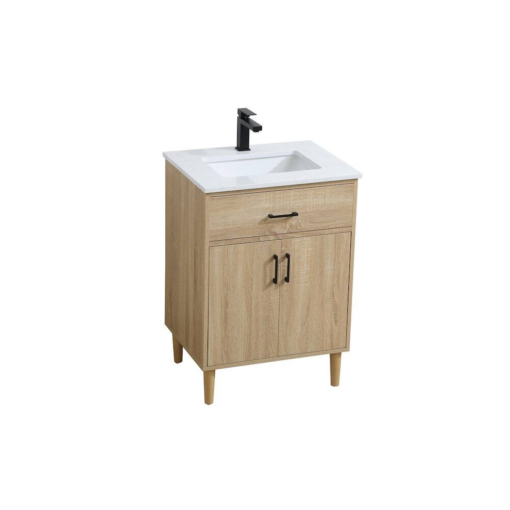 Alt View 2. Elegant Kitchen and Bath - Chandler 24 Inch Single Bathroom Vanity In Mango Wood - Mango Wood.