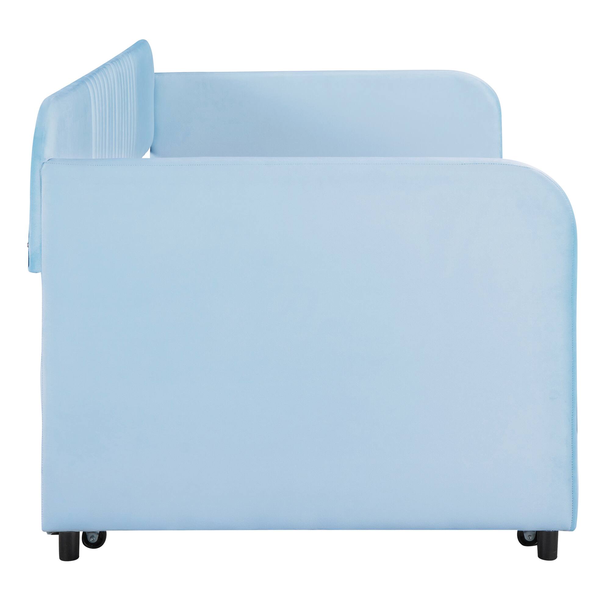 Alt View 5. Tiramisubest - Upholstered Daybed Sofa Bed Twin Size With Trundle Bed and Wood Slat, Light Blue - Light Blue.