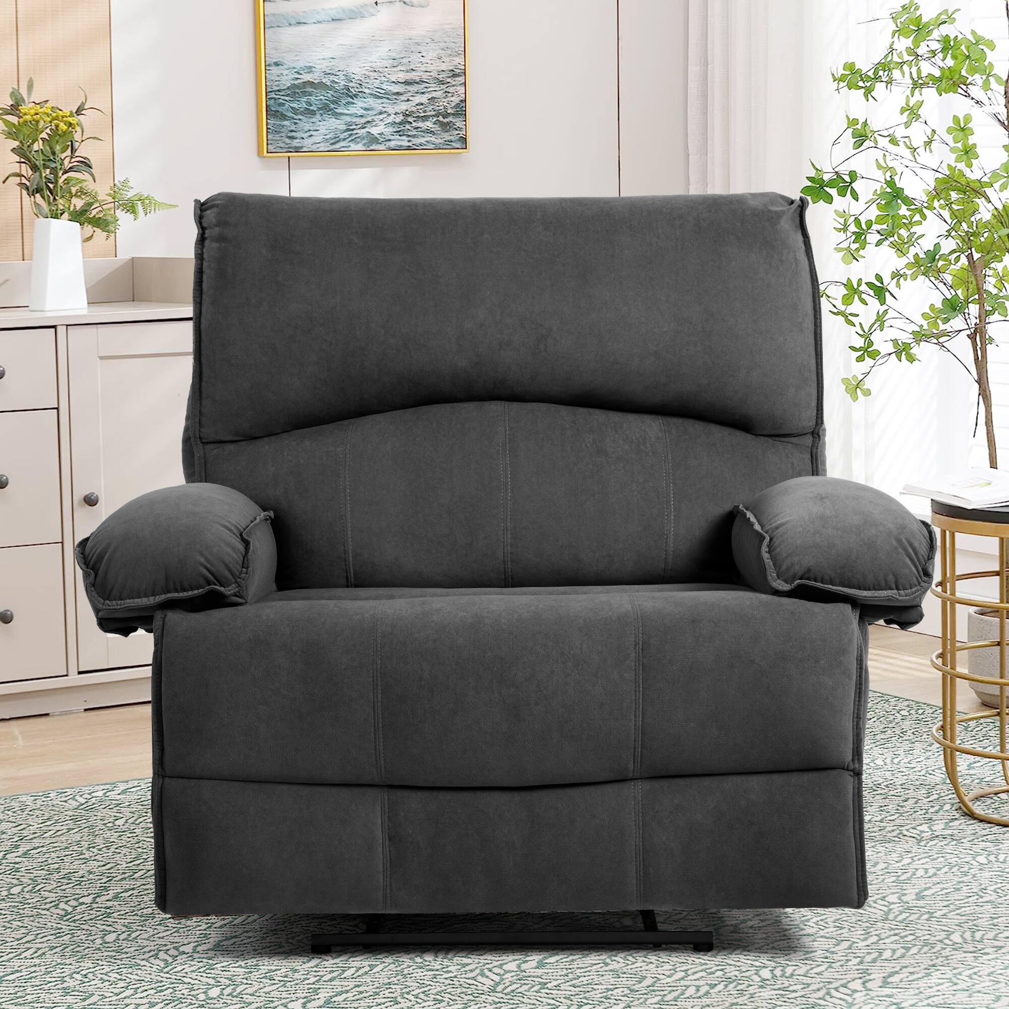 Angle. TinyHomie - Oversized Manual Recliner Chair Sofa for Living Room - Gray.