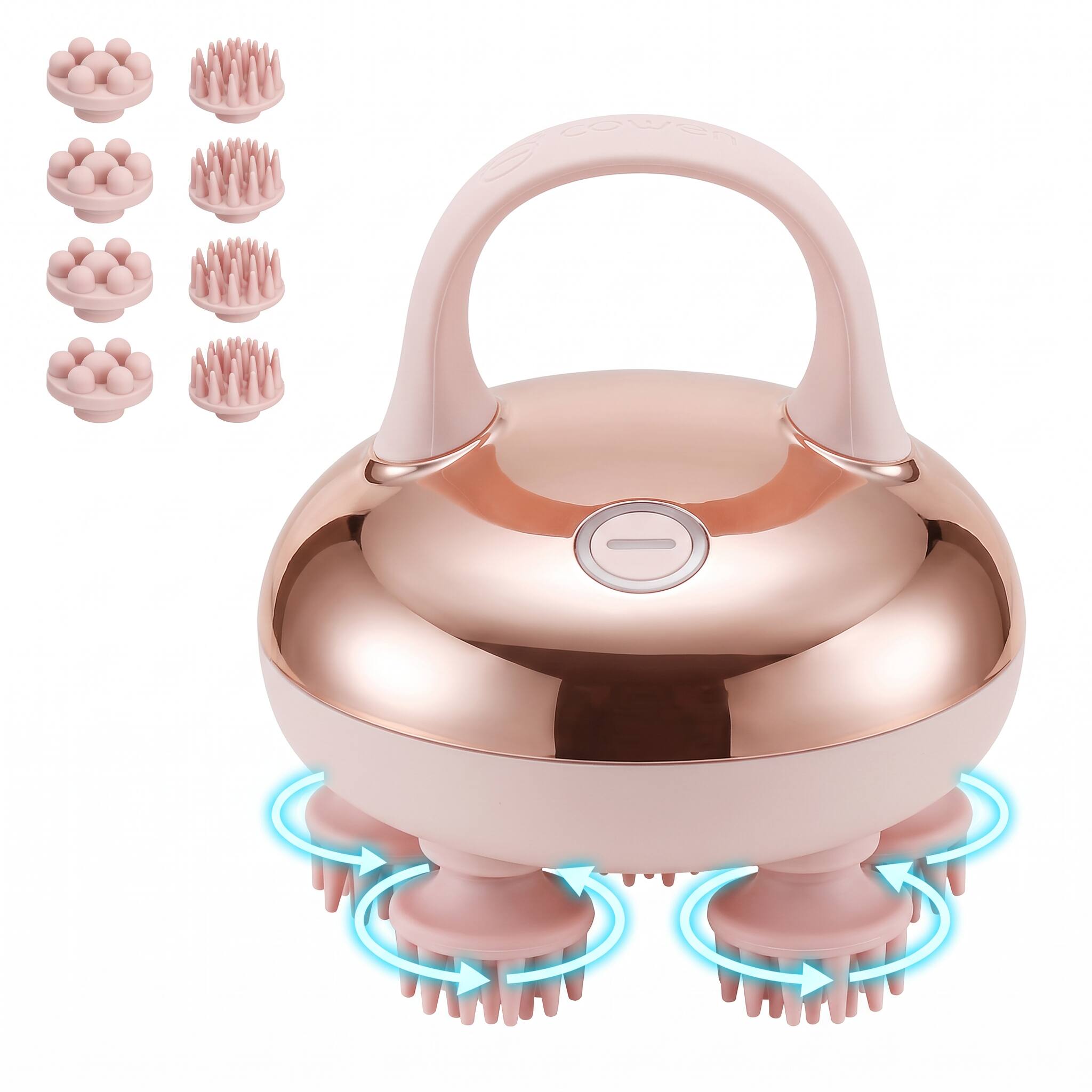 Left. Comfier - Cordless Scalp Massager with 3 kneading Modes & 8 Claws - Gold.