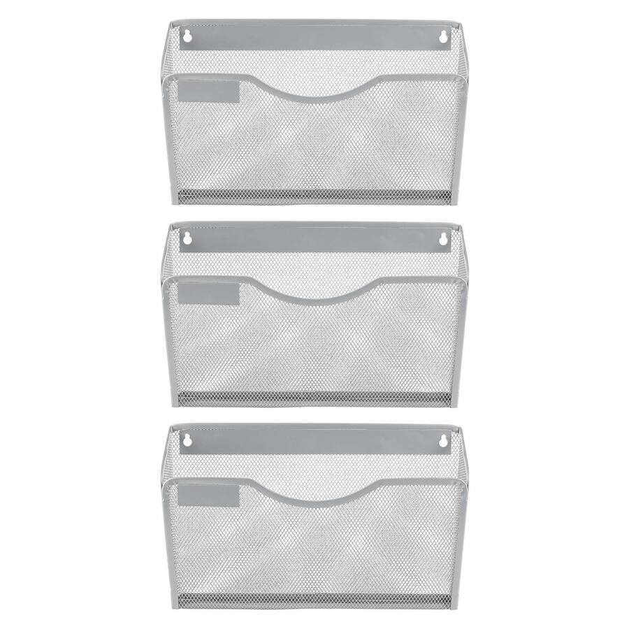 Silver File Folder Dapper Styles Wall File Organizer With Label Panel 6 Single Pocket Mesh ...