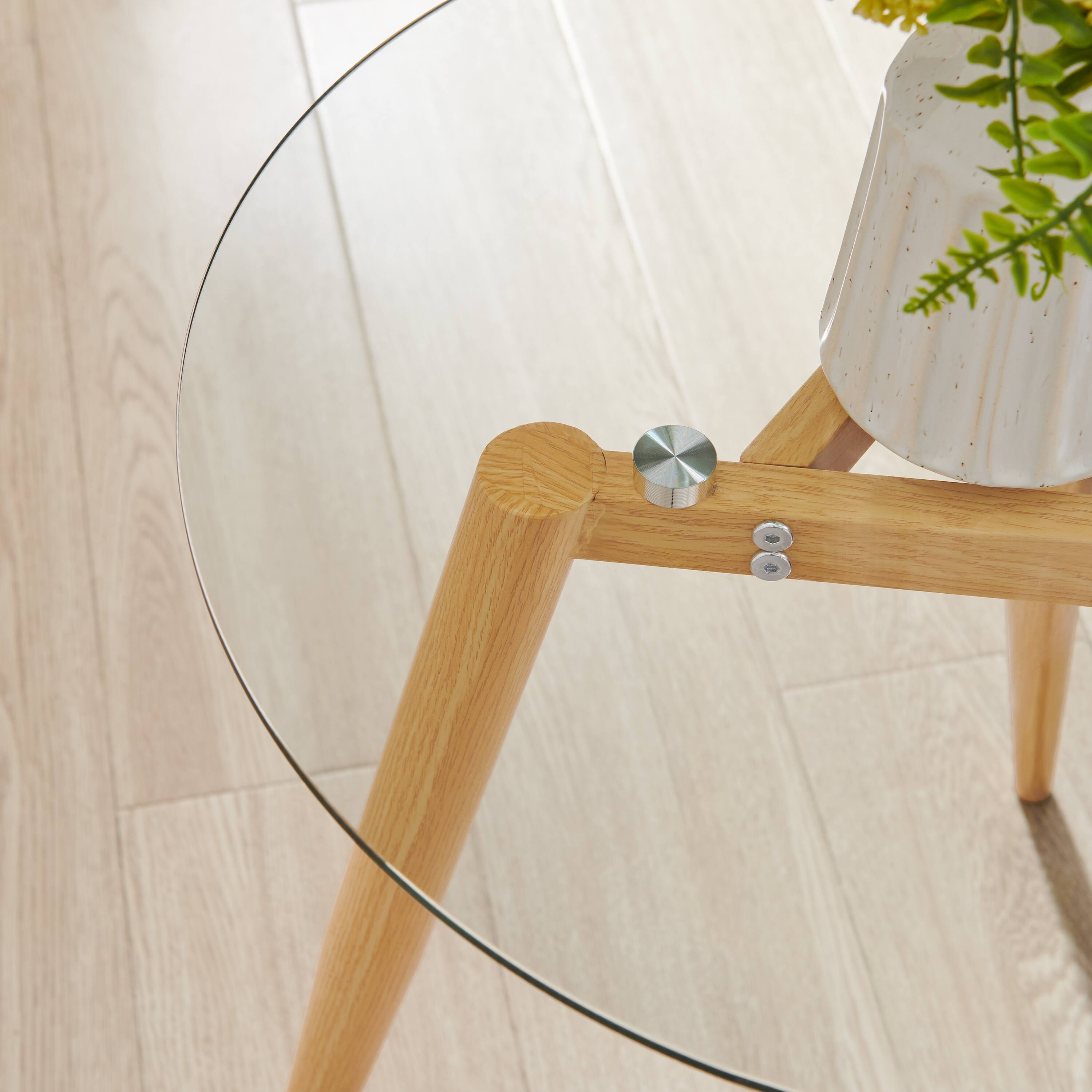 Alt View 5. Danya B - Van Beuren Side Table with Taper Legs and Clear Glass Tabletop - Beech - Beech, Clear.