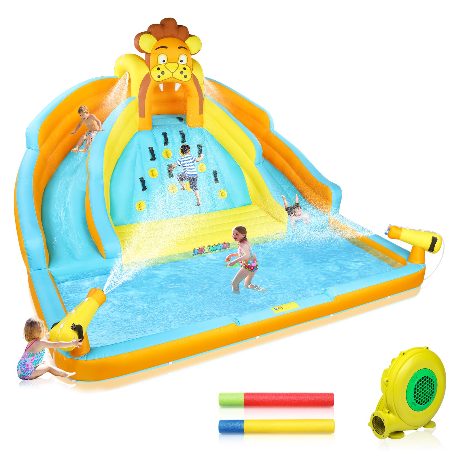 Winado - 7-in-1 Inflatable Water Slides for Kids Backyard w/2 Slides, Large Climbing Wall for Kids Indoor Outdoor