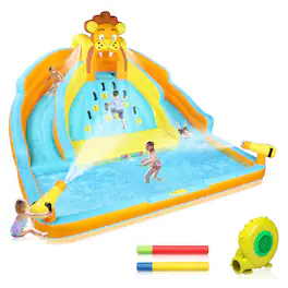Winado - 7-in-1 Inflatable Water Slides for Kids Backyard w/2 Slides, Large Climbing Wall for Kids Indoor Outdoor