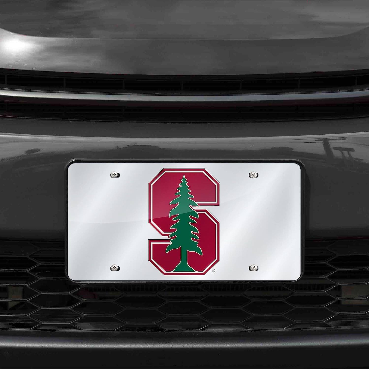 Alt View 1. Rico Industries - Stanford Cardinal Mirrored Laser Cut License Plate Laser Tag - Multi.