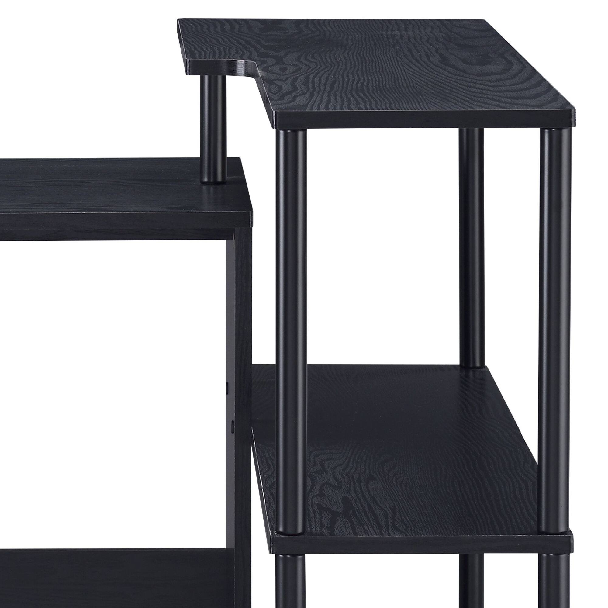 Alt View 2. GOODSILO - Modern L-Shaped Writing Desk with Attached Storage Shelf for Home Office and Study Spaces - Black.