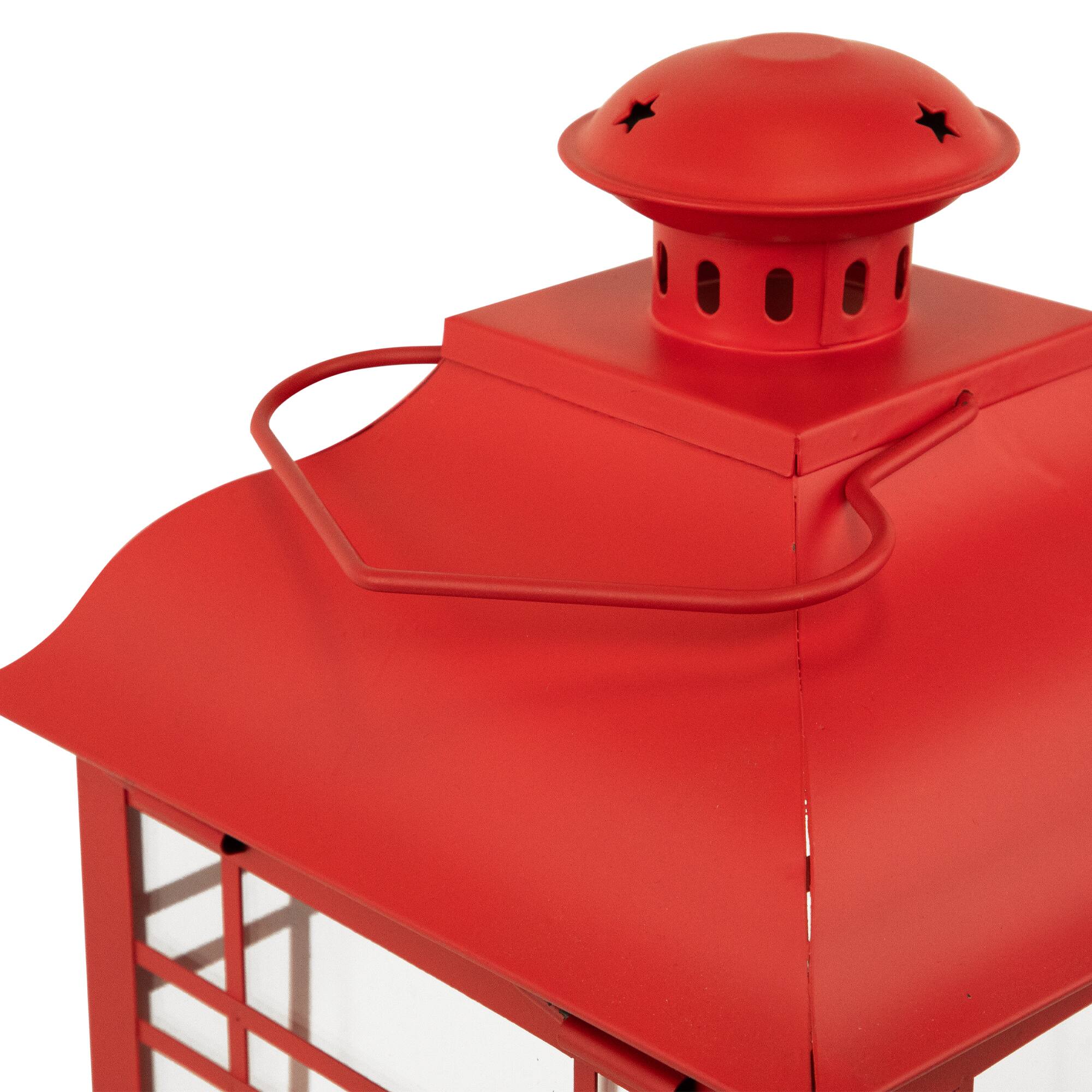 Alt View 9. Northlight - Mission Style Metal Candle Lanterns - 19.5" - Red - Set of 3 - Red.