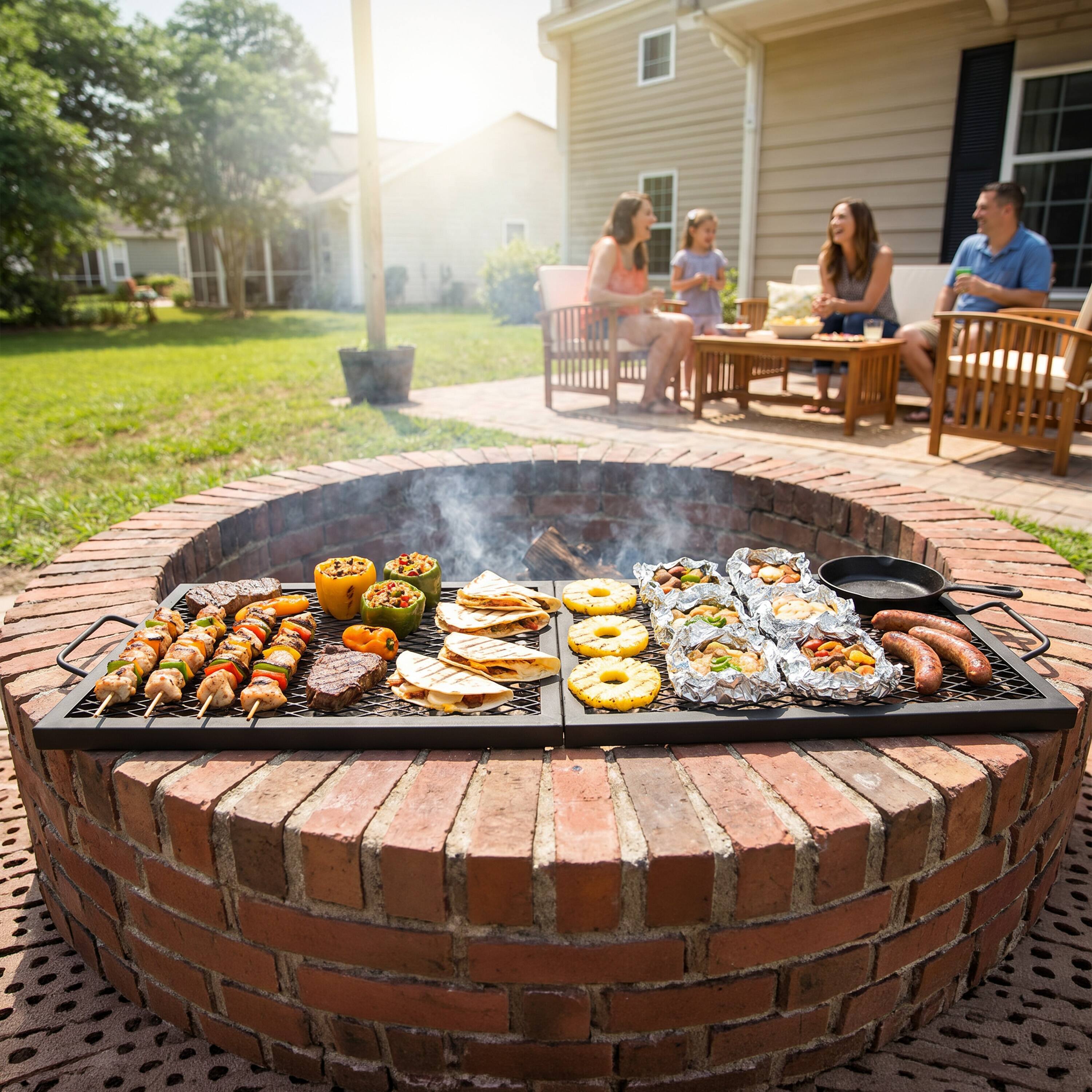 Alt View 9. Sunnydaze - Folding Black Steel Rectangle Fire Grate - 36 x 12 in - Black.