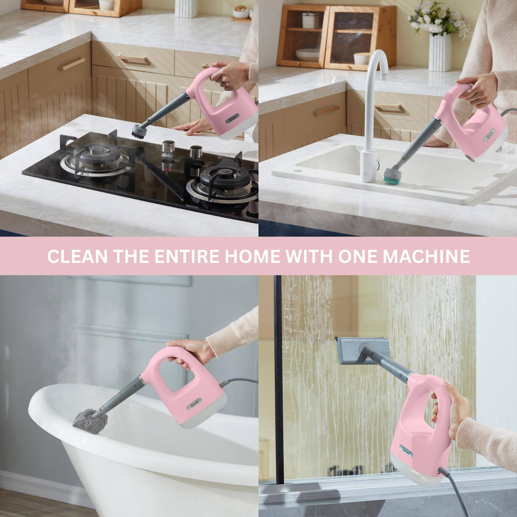 SALAV Handheld Compact CleanSteam Steam Cleaner with 10Pc