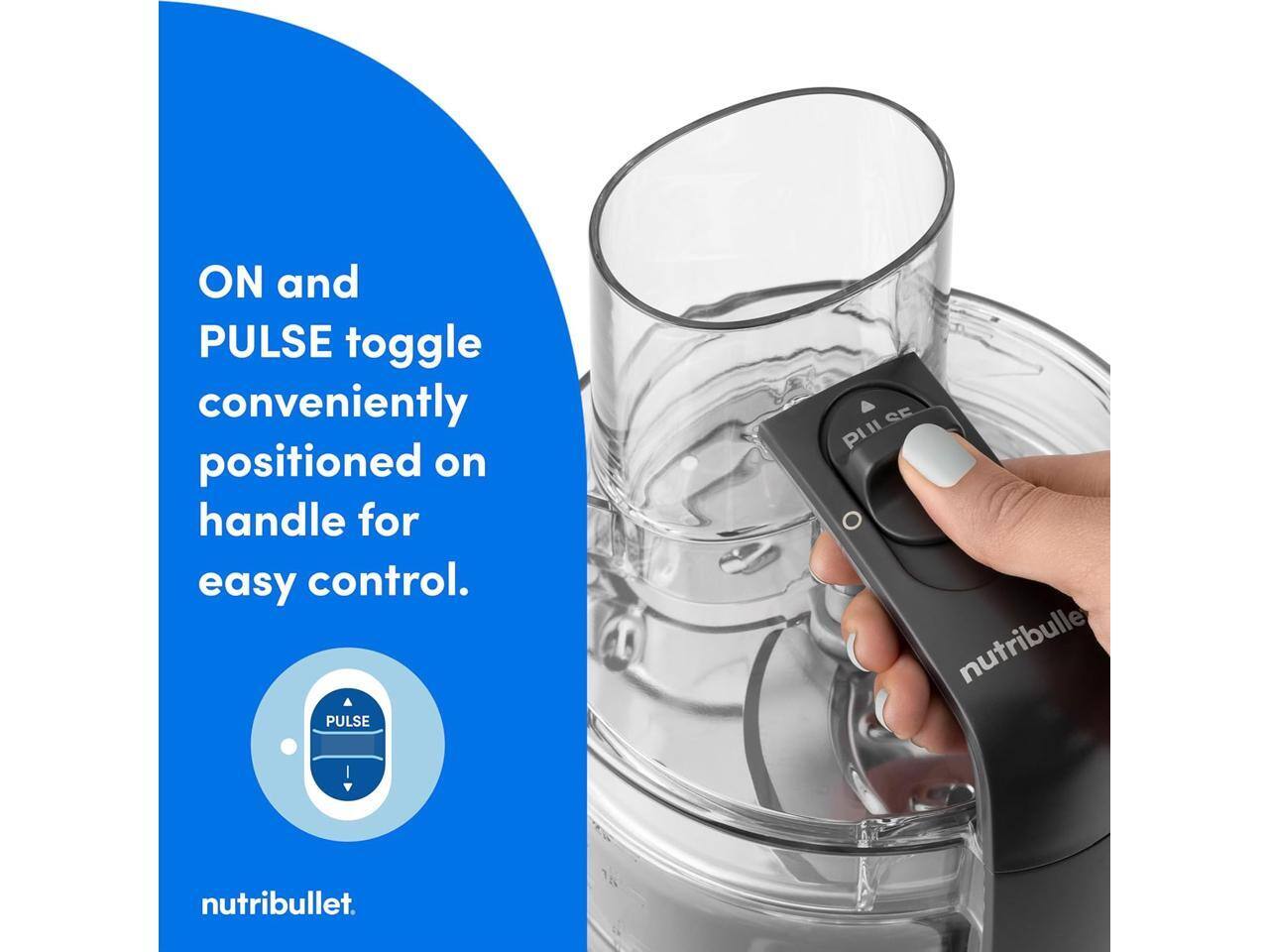 ON and PULSE toggle conveniently positioned on handle for easy control. PULSE SE nutribullet.