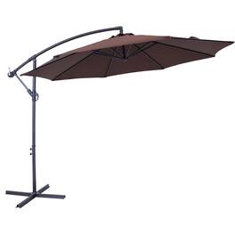 Sunnydaze - 10 ft Cantilever Offset Steel Patio Umbrella with Crank - Brown