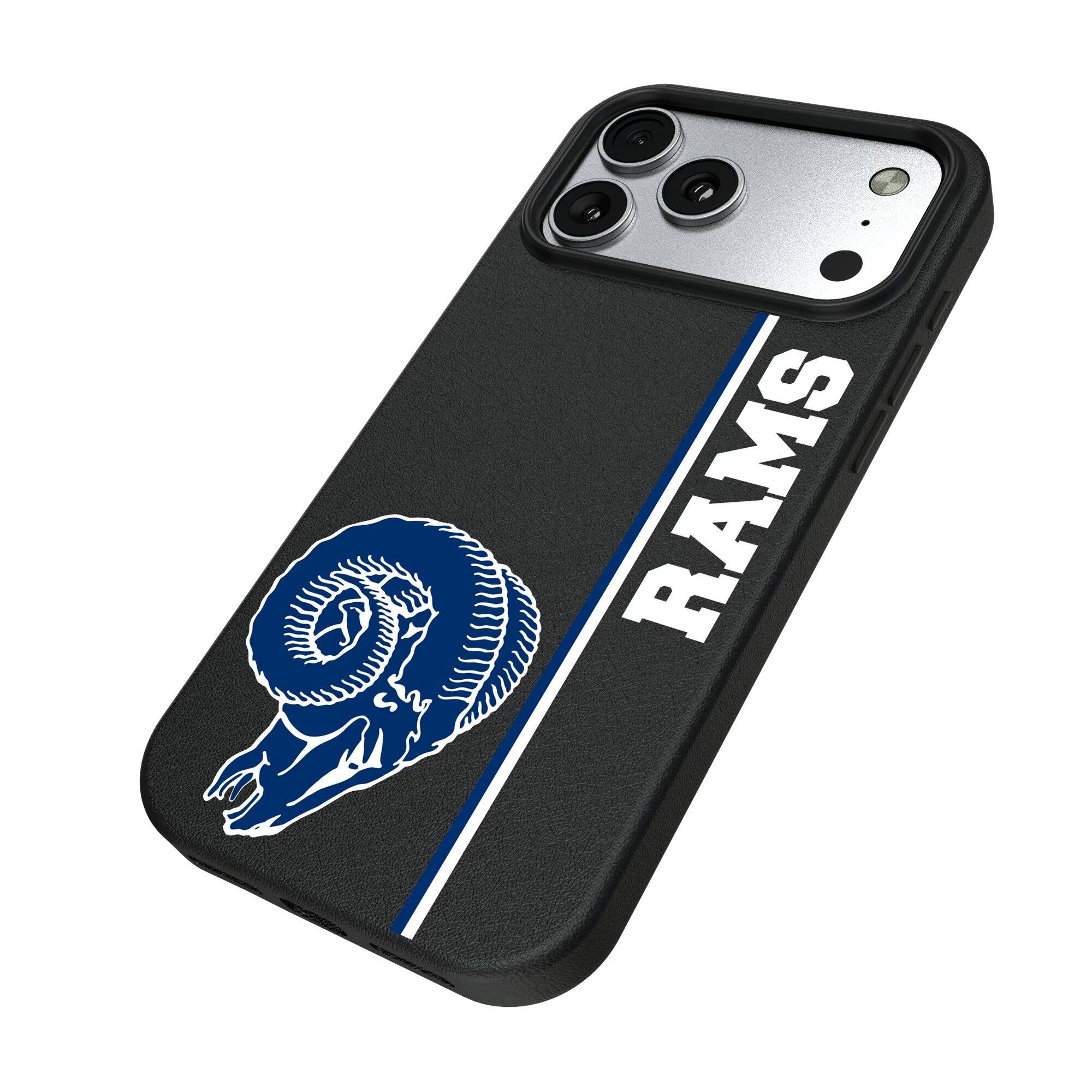 Alt View 1. Keyscaper - Los Angeles Rams Throwback Logo iPhone Magnetic Bump Case - 15 Pro - Black.