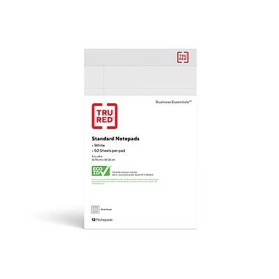 TRU Business Essential  
TRU RED Standard Notepads  
White  
50 Sheets per pad  
1/3 Cut  
Eco ID M  
Notepads