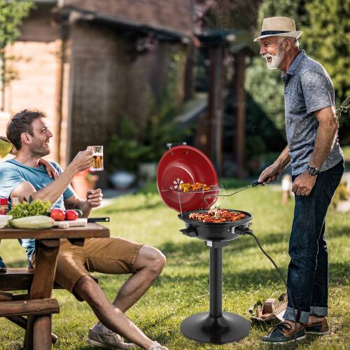 Alt View 9. Winado - 20in Portable Electric Grill Steel Barbecue with Stand 2-Layer 1600W Column Type Rack for Garden Outdoor Camping Party - Red.