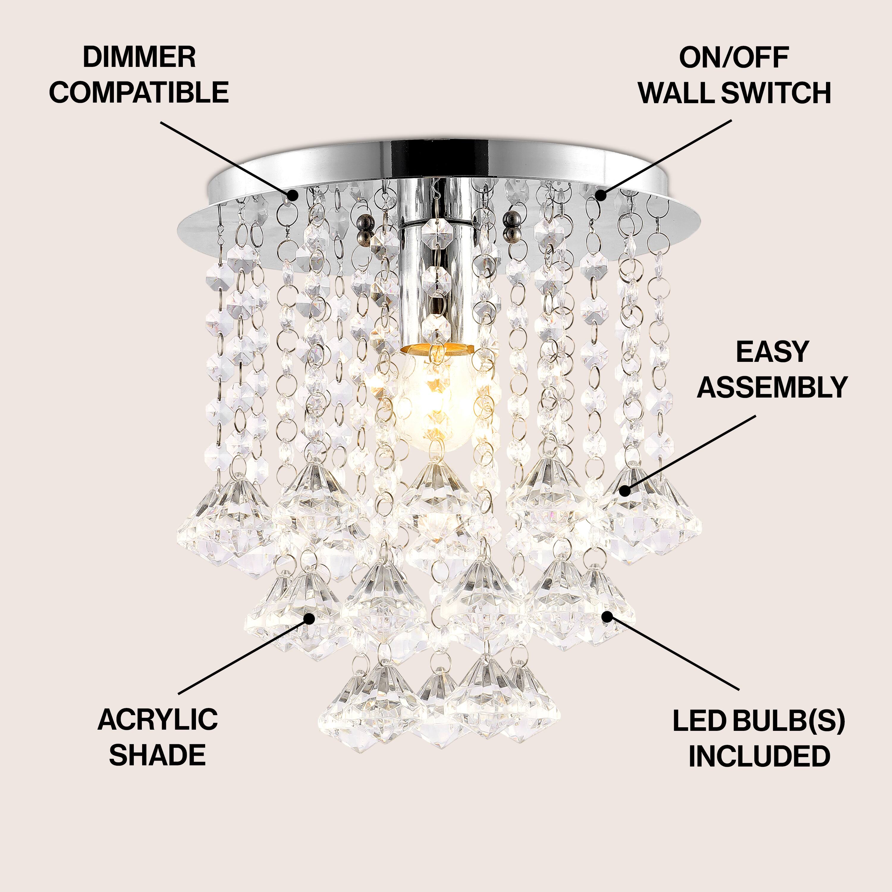 DIMMER ON/OFF COMPATIBLE WALL SWITCH  
EASY ASSEMBLY  
ACRYLIC SHADE  
LED BULB(S) INCLUDED