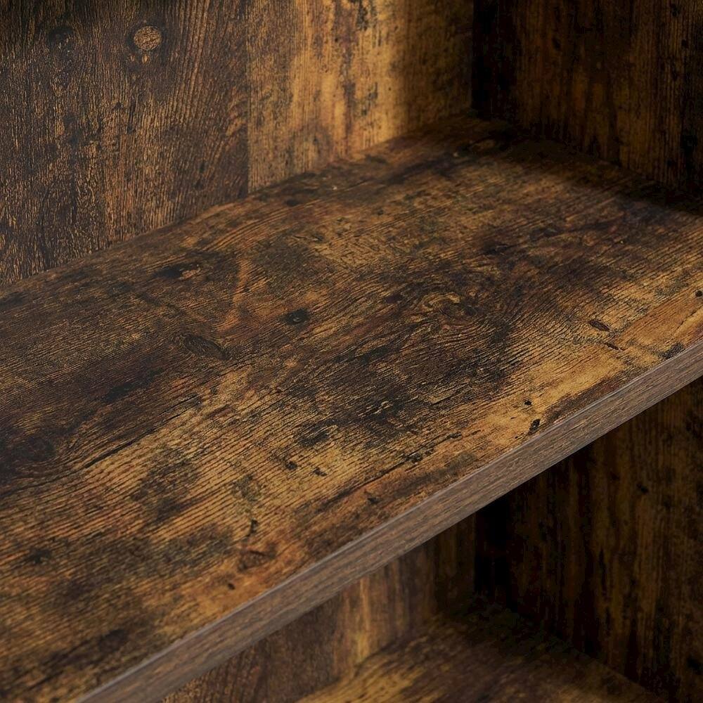 Alt View 1. FurniFact - Wooden bookcase with open shelving for living room or office storage - Amber Pine.