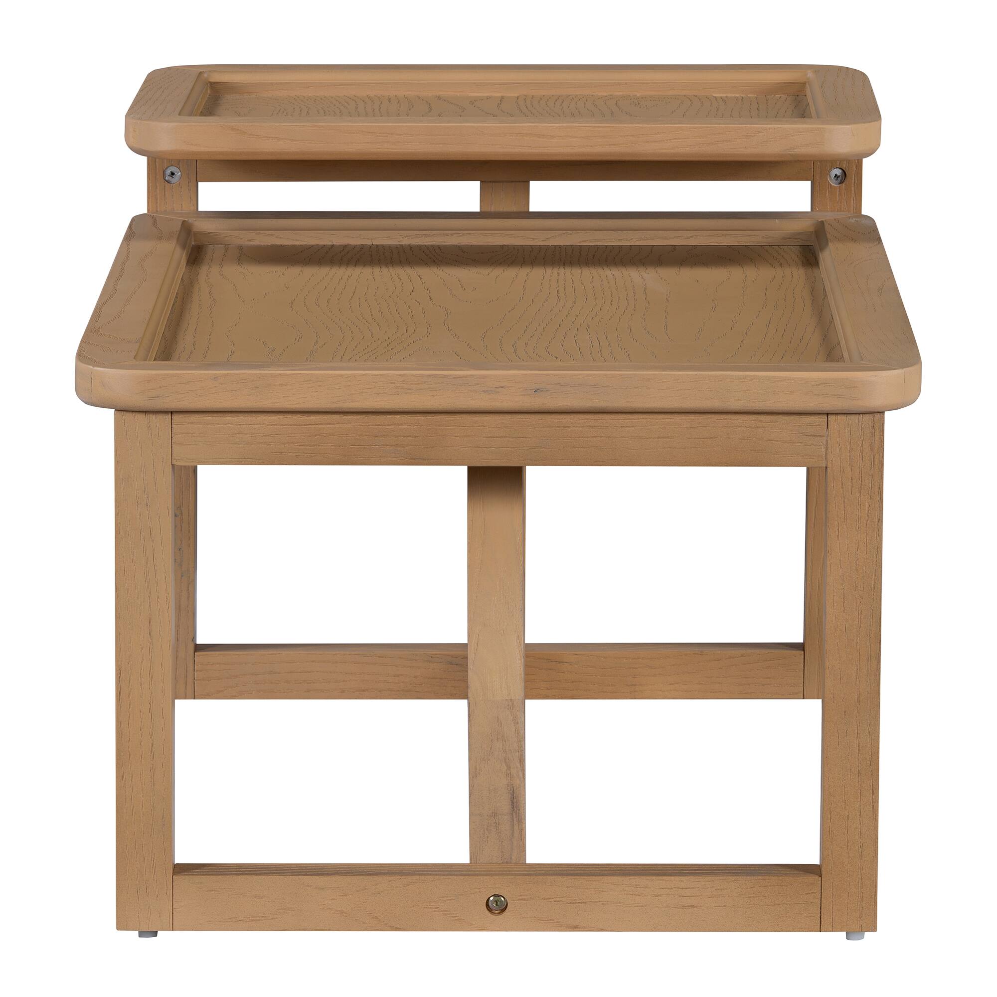 Alt View 5. MOOSOO - Rattan Coffee Table, Modern 2 Piece Nesting Rattan Wood+ MDF Coffee Table Set, Center Coffee Table for Living Room - Natural.