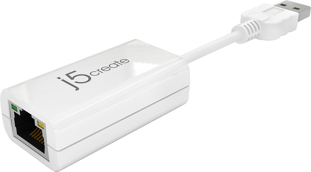 Angle View: j5create - USB™ 2.0 Ethernet Adapter - White