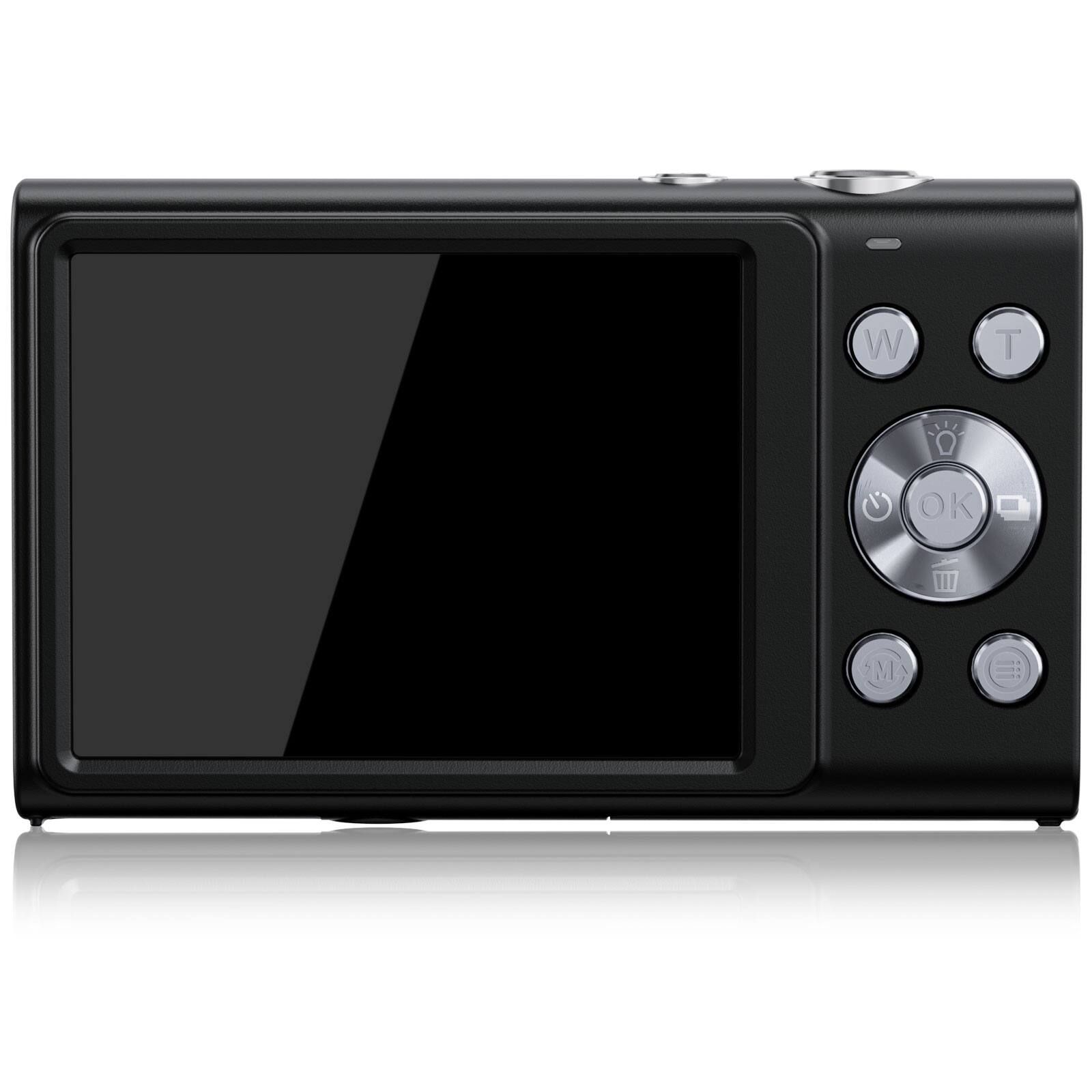 Back. CAMKORY - 4K Compact Point-and-Shoot Digital Camera with 32GB Memory Card – Lightweight & Pocket-Sized - Midnight Black.