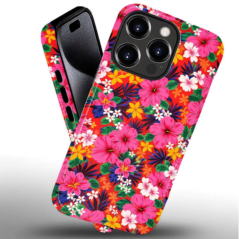 Alt View 1. BUBM - Smartphone Case for iPhone - 2-Layer Durable Smartphone Protection Case - Hibiscus Pop - Hibiscus Pop for iPhone 15 Pro.