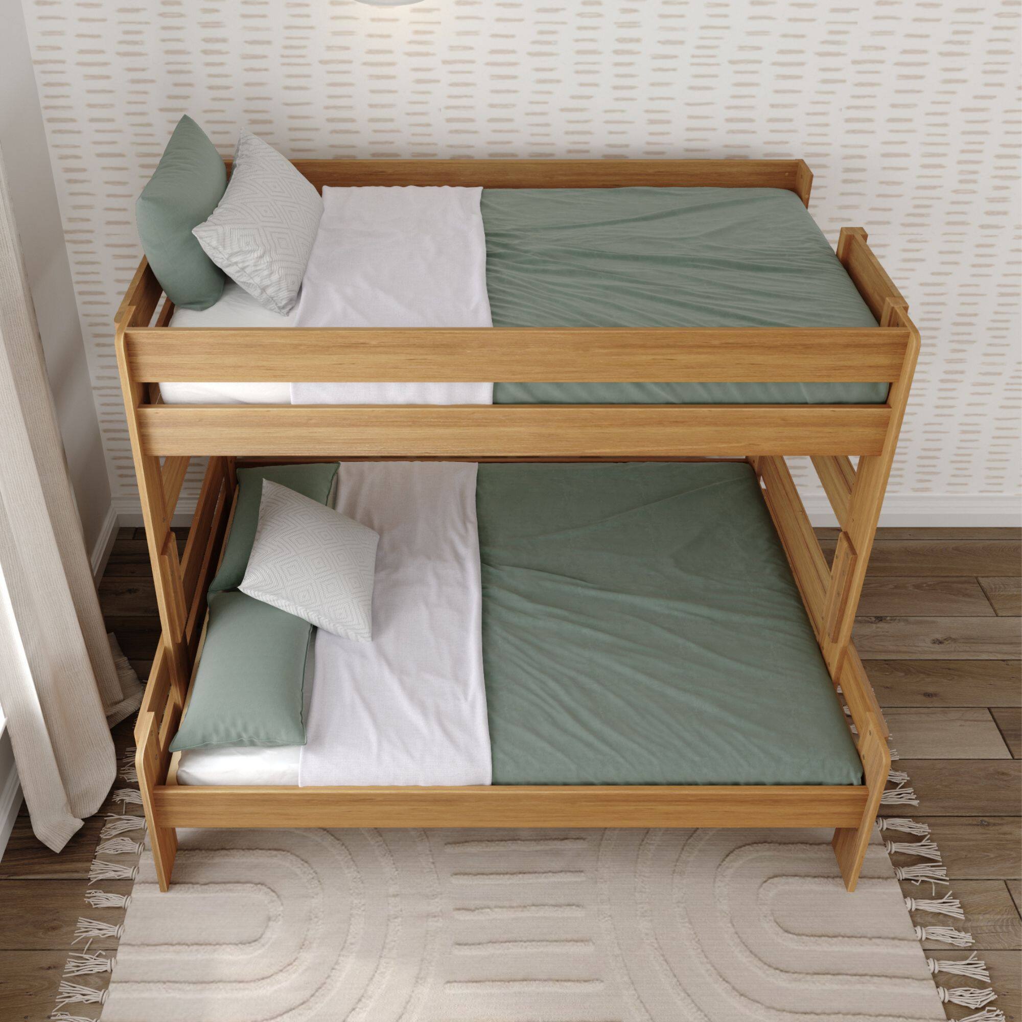 Alt View 4. Plank+Beam - Farmhouse Twin over Full Bunk Bed Bed, Pecan - Pecan Dip.