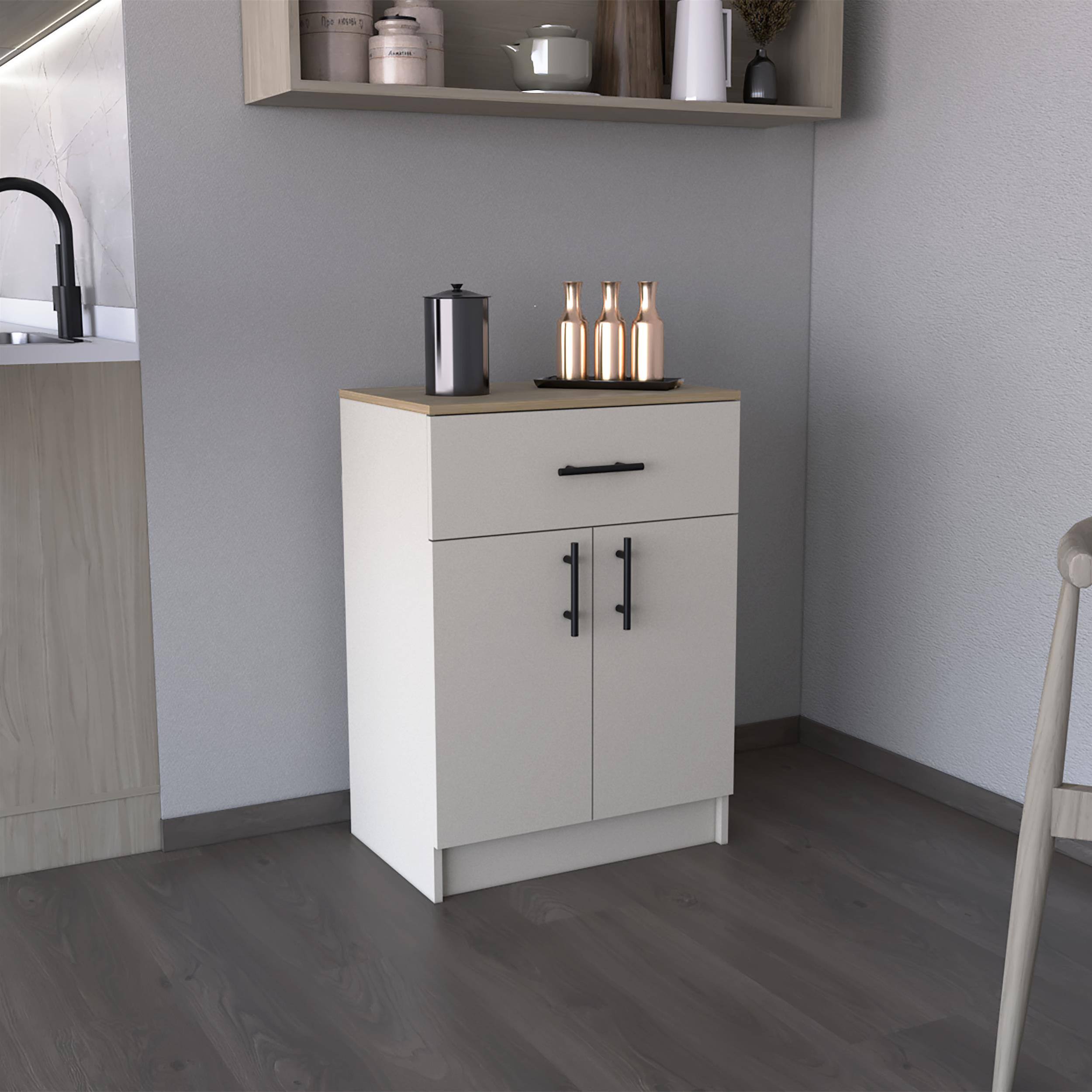 Alt View 1. Depot Eshop - Pantry Cabinet 1 Drawer 2 Interior Shelves 2 Doors Engineered Wood - Beige.