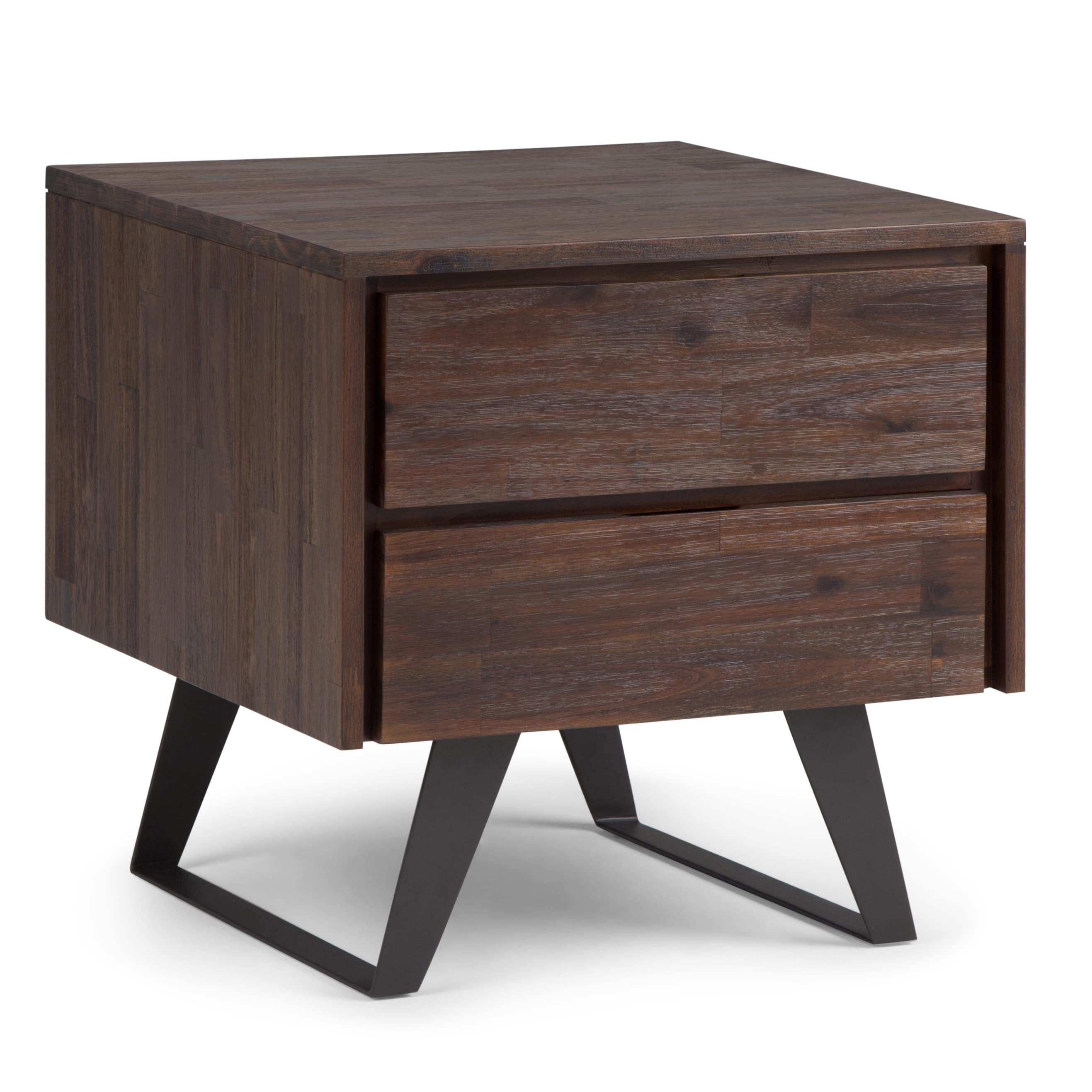 Front. Simpli Home - Lowry Side Table - Distressed Charcoal Brown.