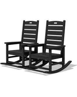 SERWALL - Outdoor Rocking Chair Set of 2, Oversized HDPE Rocker - Black