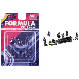 "Formula Pit Crew – Team Blue" 6 piece Diecast Figure Set (6 Figures) Ltd Ed for 1/64 Scale Models by American Diorama