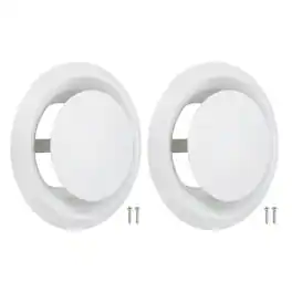Unique Bargains - 2Set 4" Round Ceiling Diffuser, 304 Stainless Steel Adjustable Wall Air Vent Diffuser Duct Cover Exhaust Supply - White