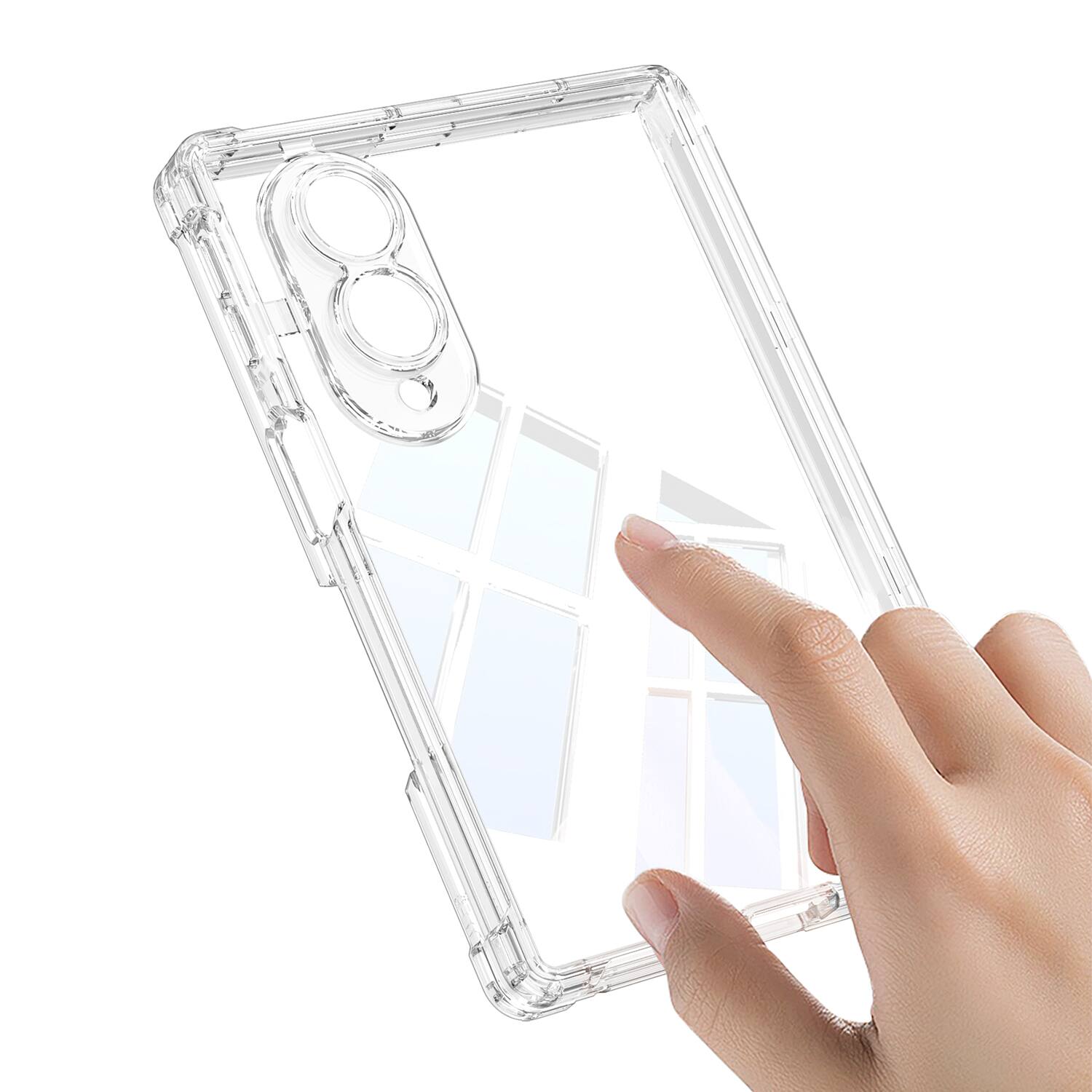 Angle. Dteck - for Samsung Galaxy Z Fold8 Magnetic Hinge Protection Case,Glossy Clear Acrylic Back Cover,Slim Flat Shockproof Shell - Black.
