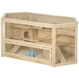 Pawhut - Large Hamster Cage Small Animal Exercise Play House 3 Tier with Tray, Seesaws, Water Bottle