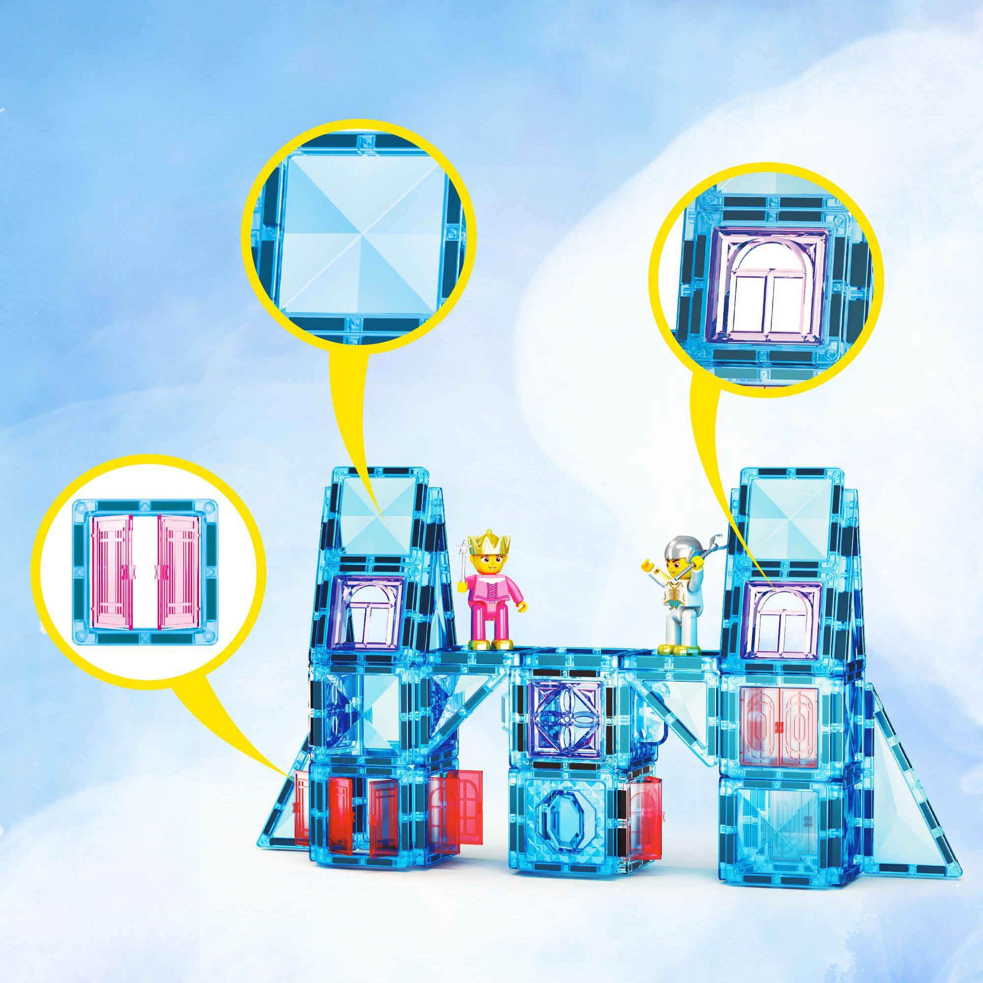 Alt View 3. PicassoTiles - PICASSO-TILES Magnetic Tiles For Kids, 71PCS Construction STEM Building Blocks Educational Toy, Travel Size - Multicolor.