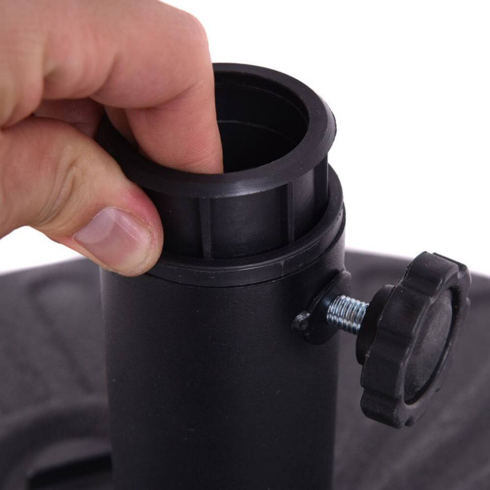 Left. Mondawe - 20 Inch Round 23L Water Filled Umbrella Base - Black.