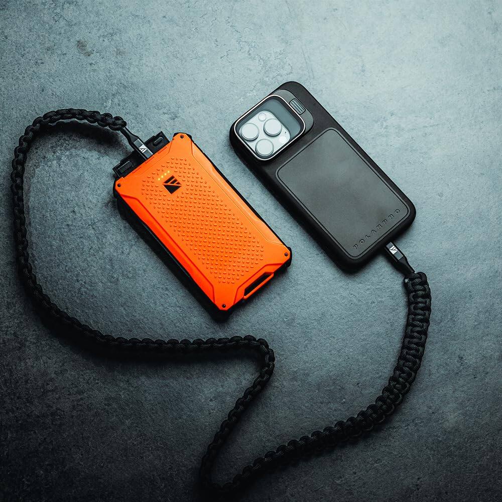 Alt View 4. Dark Energy - Poseidon Pro 10,000 mAh Power Bank with Spectre 56W Folding Solar Panel | Complete Off-Grid Solar Power Generator - Hi-Vis Orange.