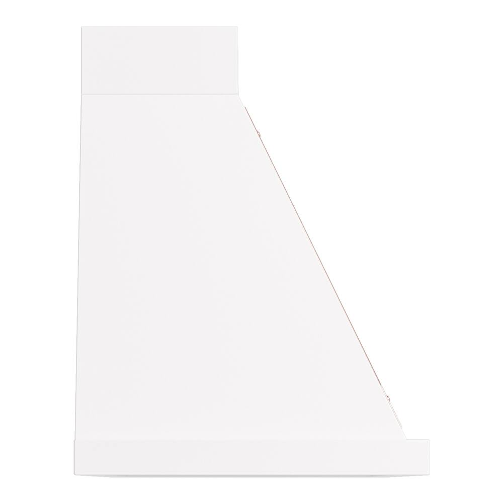 Alt View 2. ILVE - ILVE Nostalgie II Noblesse 48 inch Ducted Wall Mount Range Hood with 600 CFM (White, Copper Trim) - White.