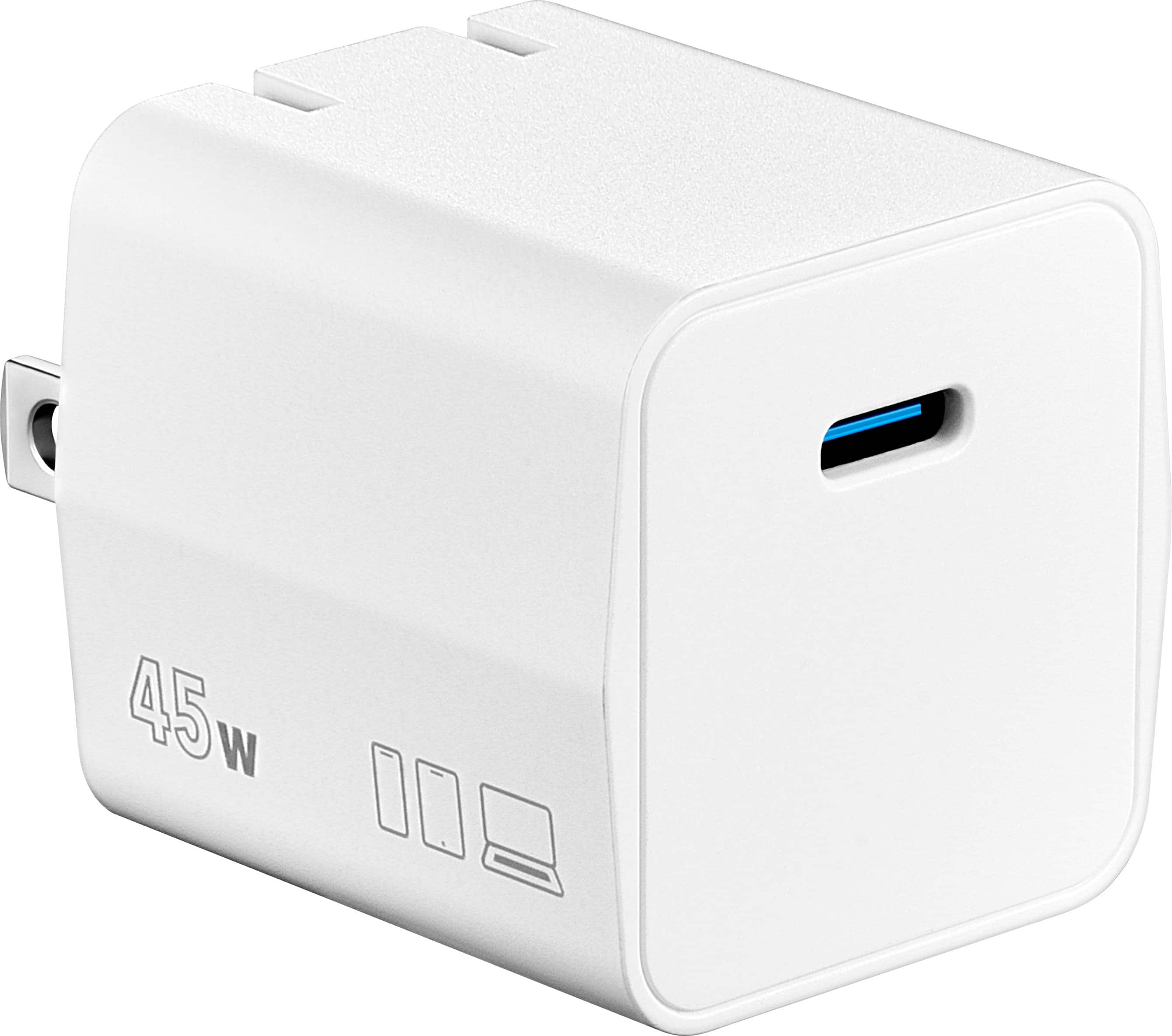 Insignia™ - 45W USB-C Wall Charger for MacBook Pro, iPad, iPhone, Apple Watch, Samsung Smartphones & More - White - Front_Zoom