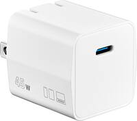 Insignia™ - 45W USB-C Wall Charger for MacBook Pro, iPad, iPhone, Apple Watch, Samsung Smartphones & More - White - Front_Zoom