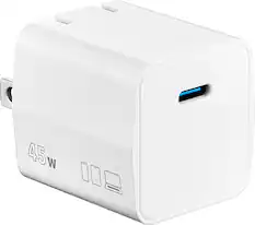 Front. Insignia™ - 45W USB-C Wall Charger for MacBook Pro, iPad, iPhone, Apple Watch, Samsung Smartphones & More - White.