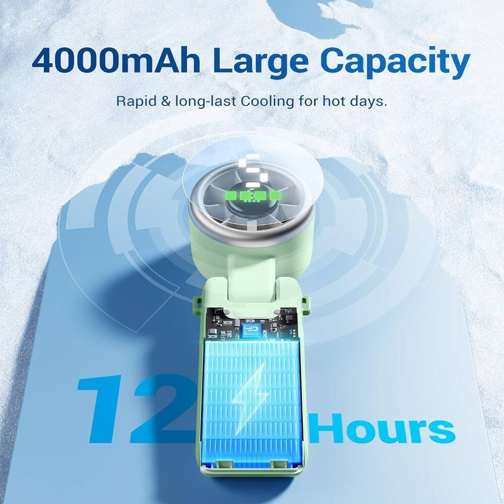 4000mAh Large Capacity  
Rapid & long-last Cooling for hot days.  
12 Hours