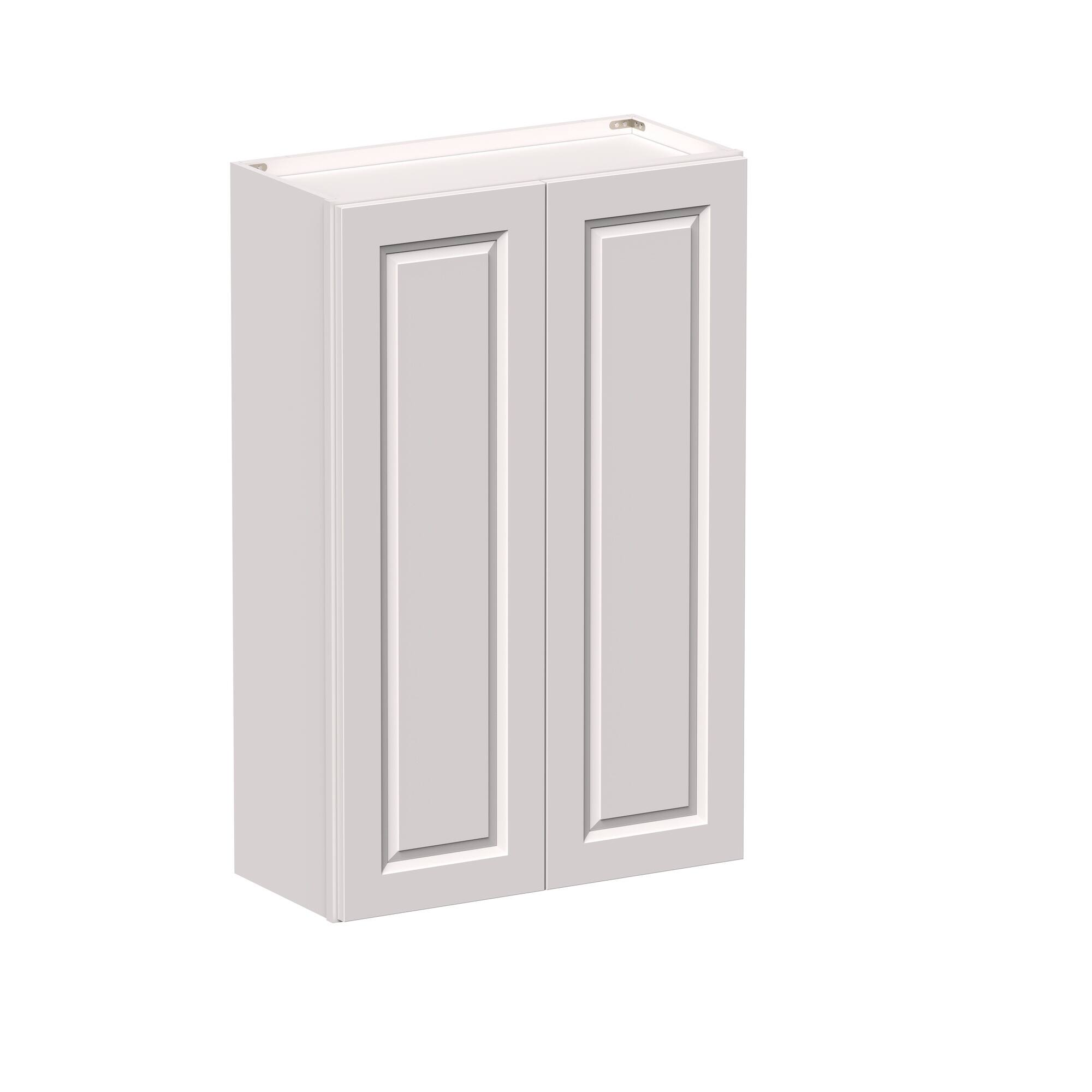 Angle. Boyel Living - 27-in W x 42-in H x 12-in D Shaker RTA Kitchen Wall Cabinet with Soft-Close Doors - Glacier White.