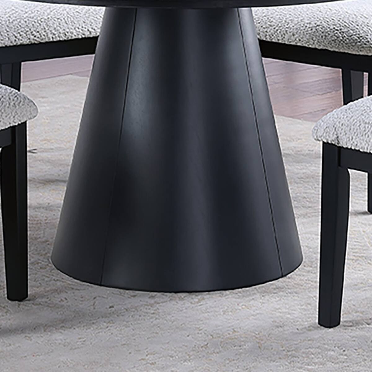 Left. Loheer - Loheer 48-Inch Round Dining Table With Black Cone-Shaped Base, Seats Four - Black.