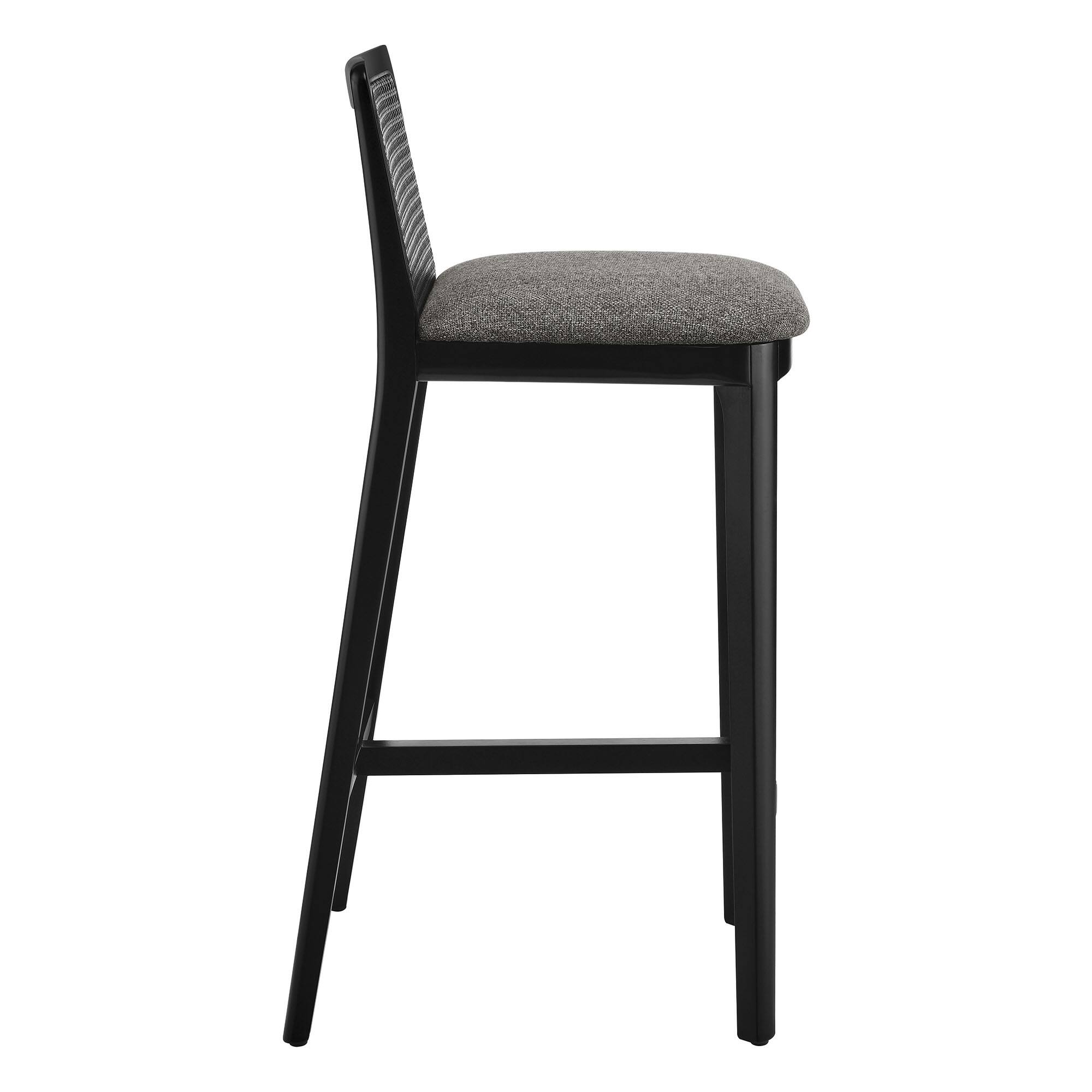 Alt View 2. Modway - Monarch Wood and Rattan Bar Stool by Modway - Black Black Gray.