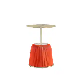 Manhattan Comfort - Anderson Modern Metal Top Upholstered End Table - Orange